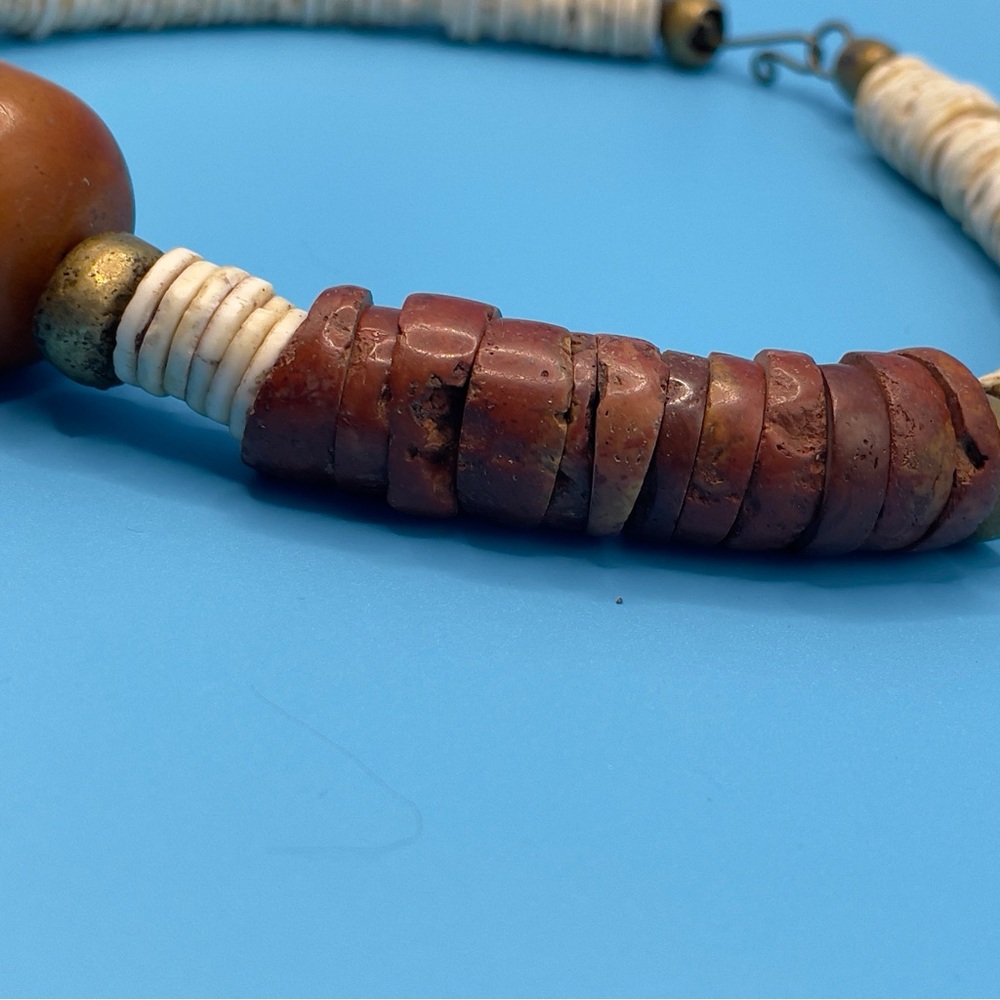 Vintage African Tribal Choker w/ HUGE Phenolic Amber Bead – Maasai Magic! 🔥 - Picture 8 of 11